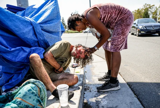 Homeless Couple in California