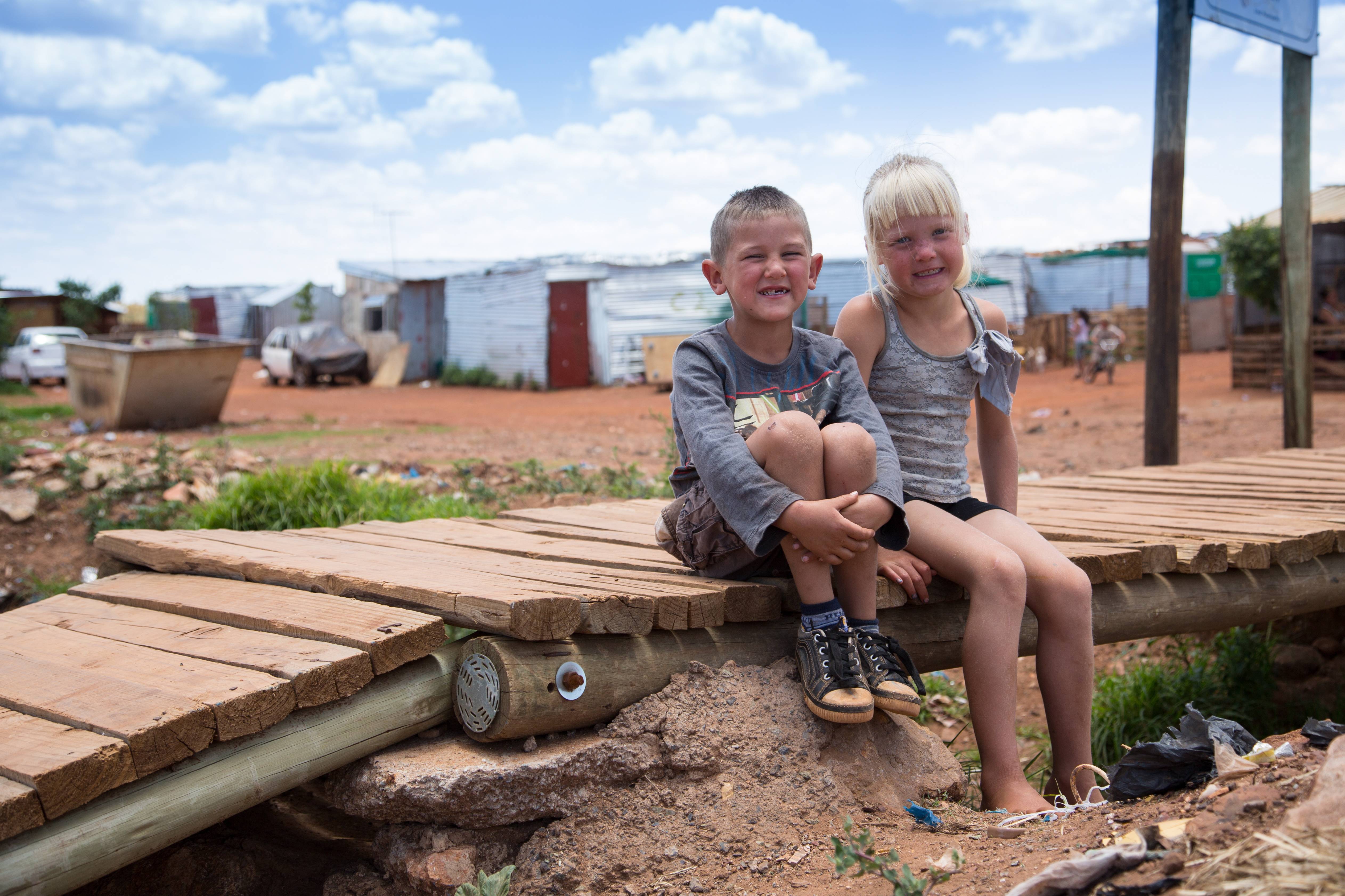 Poor White South African Kids in Shanty Towns